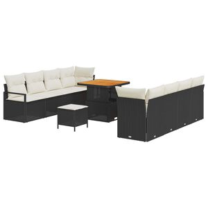 vidaXL Garten-Sofa-Set mit Kissen Schwarz und Creme 80 x 80 x 71 cm