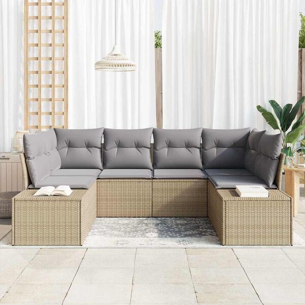 vidaXL Gartensofa-set 6 pcs Beige und Hellgrau Poly Rattan
