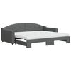 vidaXL Tagesbett Ausziehbar mit Matratzen Dunkelgrau 90x200 cm Stoff