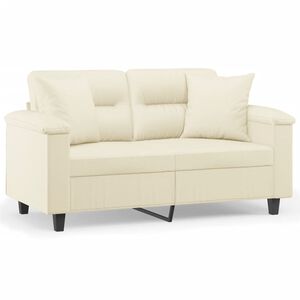 vidaXL 2-Sitzer-Sofa mit Zierkissen Creme 120 cm Kunstleder