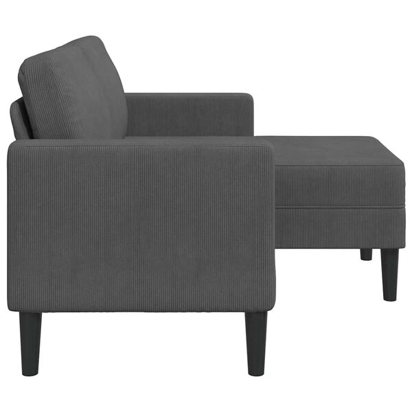 vidaXL 2-Sitzer-Sofa mit Chaiselongue L-f&ouml;rmig Dunkelgrau 125 cm Leinen