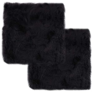 vidaXL Sitzkissen 2 Stk. Dunkelgrau 40x40 cm Echter Schafspelz
