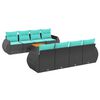 vidaXL 9-teiliges Gartensofa-Set mit Kissen, schwarzes Polyrattan