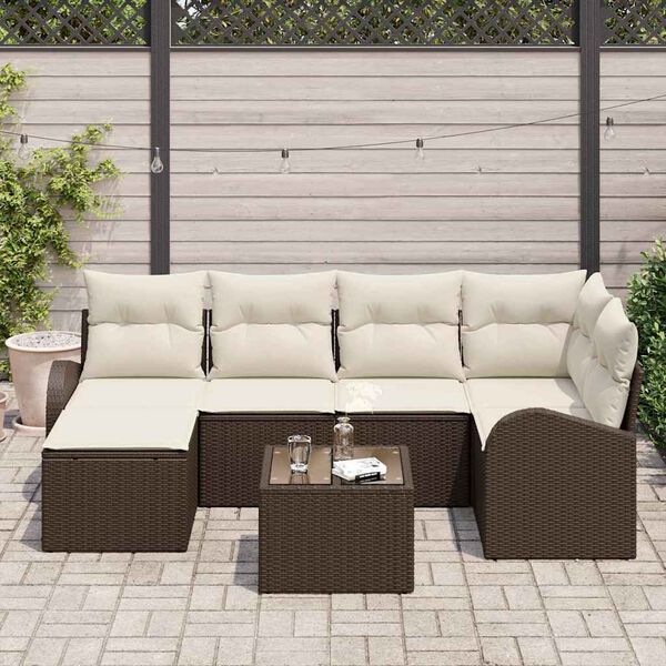 vidaXL Gartensofa-set 7 pcs Braun Poly-Rattan