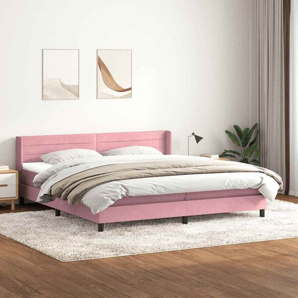vidaXL Boxspringbett mit Matratze Rosa 200x220 cm Samt