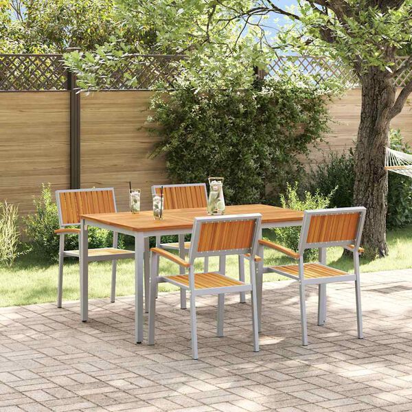 vidaXL Garten Essgruppe 5 pcs Grau und Braun