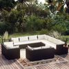 vidaXL 11-tlg. Garten-Lounge-Set mit Kissen Schwarz Poly Rattan