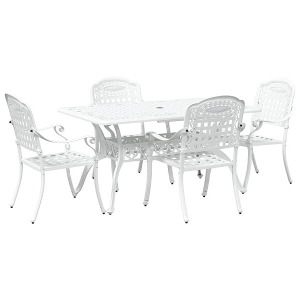 vidaXL Garten Essgruppe 5 pcs Wei&szlig; Aluminium