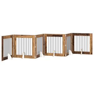 vidaXL Klappbares Hundetor mit St&auml;ndern 6 stk. Altholz 482 cm