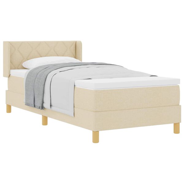 vidaXL Boxspringbett mit Matratze Creme 200 x 100 cm Polyester