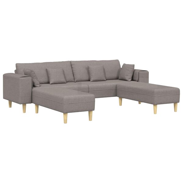 vidaXL Stoffsofa mit Kissen Taupe 208 cm Stoff