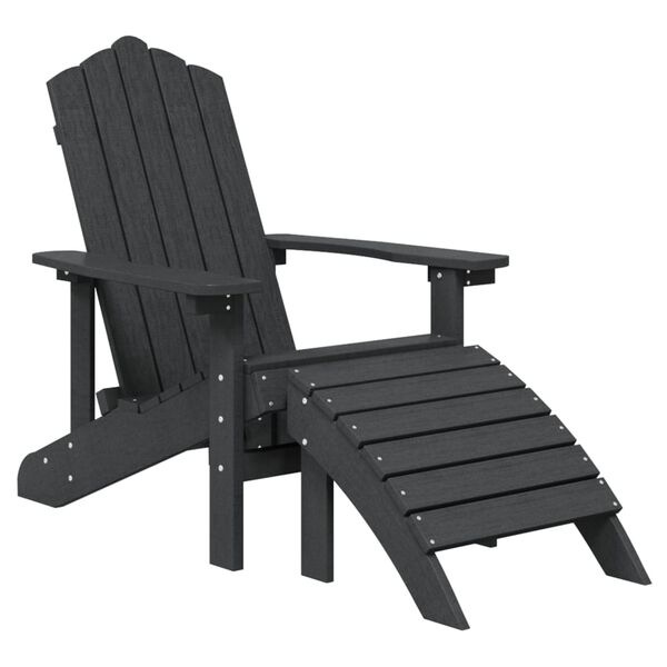 vidaXL Adirondack-Gartenstühle mit Hocker & Tisch HDPE Anthrazit