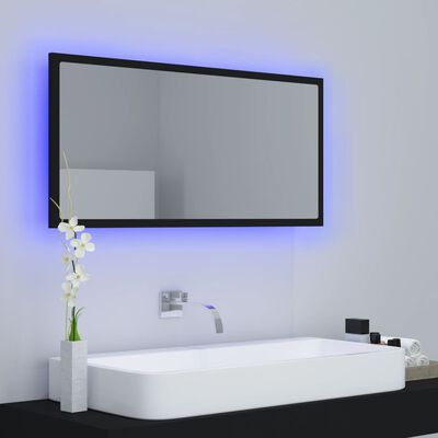 vidaXL LED-Badspiegel Schwarz 90x8,5x37 cm Acryl