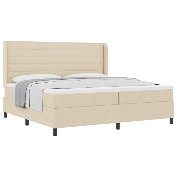 vidaXL Boxspringbett mit Matratze Creme 200 x 200 cm Stoff