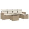 vidaXL 6-tlg. Garten-Sofagarnitur mit Kissen Beige Poly Rattan