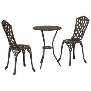 vidaXL Garten Bistro Set 3 pcs Bronze Aluminium