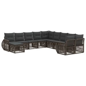 vidaXL Gartensofa-set 11 stk. Grau Poly-Rattan