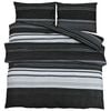 vidaXL 155 x 220 cm + 80 x 80 cm 100% Cotton Black Stripes