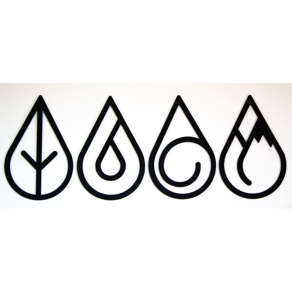 Homemania 4-tlg. Wanddekoration Naturelemente 32x50 cm Metall Schwarz