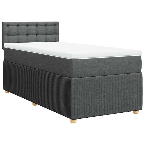 vidaXL Boxspringbett mit Matratze Dunkelgrau 100x200 cm Stoff