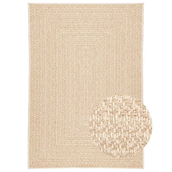 vidaXL Teppich ZIZUR Beige 140x200 cm Jute-Optik Indoor und Outdoor