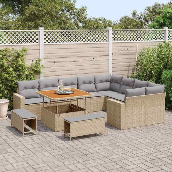 vidaXL Garten-Sofa-Set 12 pcs Beige Poly-Rattan