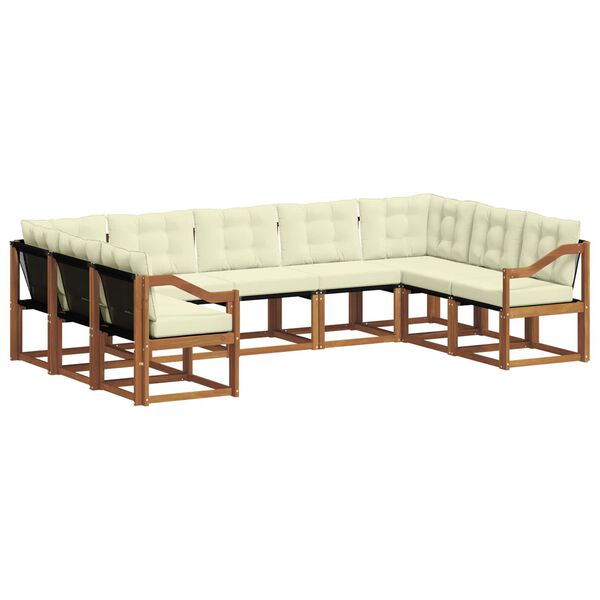 vidaXL Outdoor-Sofagarnitur 9 pcs Natur und Creme Massivholz Akazie