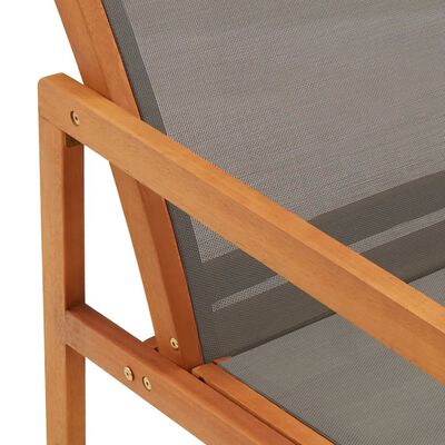 vidaXL Garten-Loungestuhl Grau Eukalyptus Massivholz und Textilene