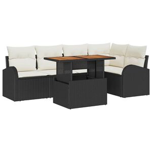 vidaXL Garten-Sofa-Set mit Kissen 6 pcs Schwarz und Creme