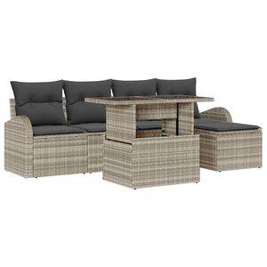 vidaXL Gartensofa-set 6 stk. Hellgrau Poly Rattan