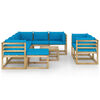 vidaXL 10-tlg. Garten-Lounge-Set mit Kissen Impr&auml;gniertes Kiefernholz