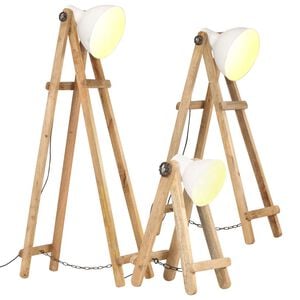 vidaXL Stehlampen 3 Stk. Wei&szlig; E27 Mango Massivholz