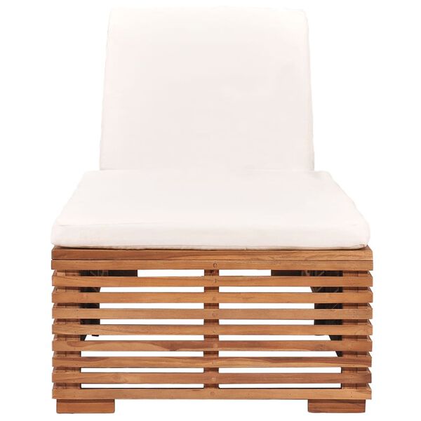 vidaXL Sonnenliege mit Creme Kissen Teak Massivholz