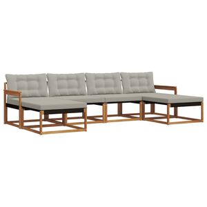 vidaXL Outdoor-Sofagarnitur mit Kissen 6 pcs Nat&uuml;rlich und Hellgrau