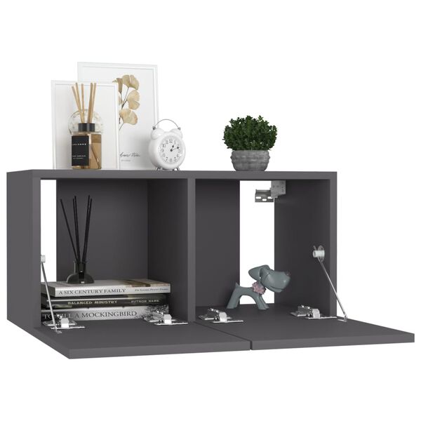vidaXL 4-tlg. TV-Schrank-Set Grau Holzwerkstoff