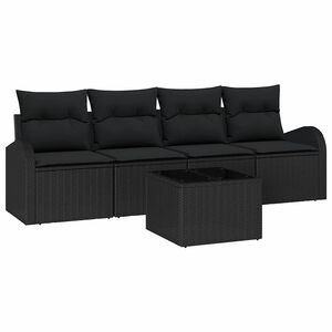 vidaXL Gartensofa-set mit Speicher 5 pcs Schwarz Poly-Rattan