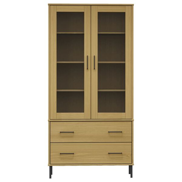 vidaXL B&uuml;cherschrank OSLO Metallbeine Braun 85x35x172,5 cm Massivholz