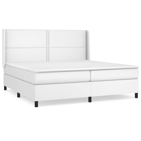 vidaXL Boxspringbett mit Matratze Weiß 200x200 cm Kunstleder