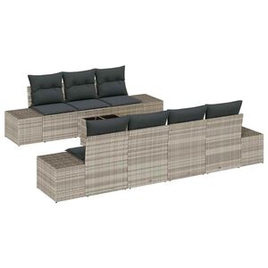 vidaXL Garten-Sofa-Set 8 stk. Hellgrau und Dunkelgrau Poly-Rattan
