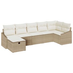 vidaXL Sofa Set mit Kissen mit Speicher Beige Poly-Rattan