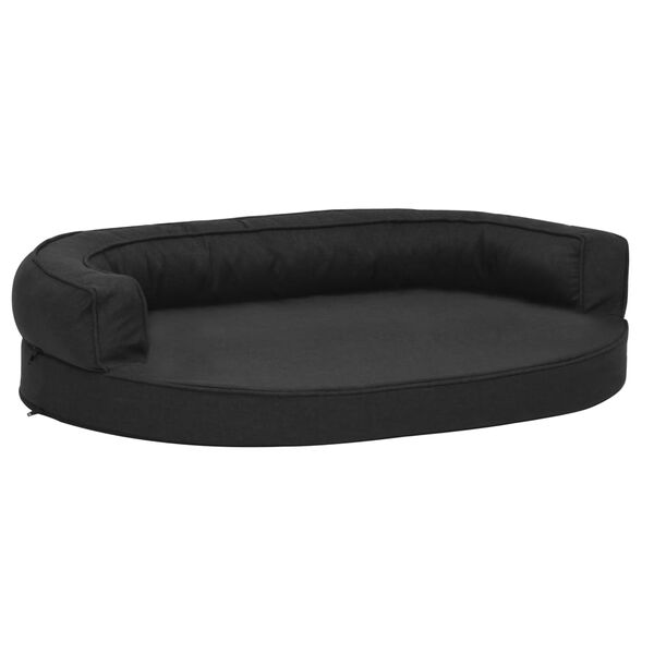 vidaXL Hundematratze Ergonomisch 75x53 cm Leinenoptik Schwarz