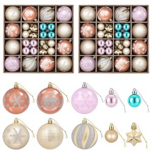 vidaXL Weihnachtskugelset 88 stk. Rosa, Gold, Braun und T&uuml;rkis &Oslash; 6 cm