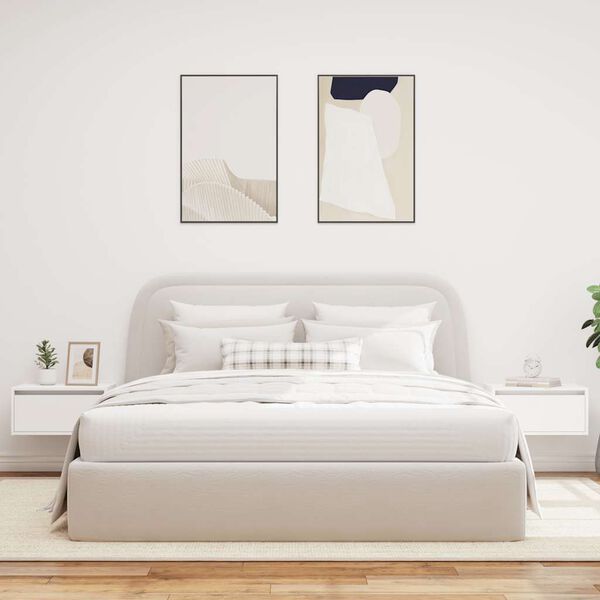 vidaXL Wand-Nachttische mit LED-Leuchten 2 Stk. Weiß