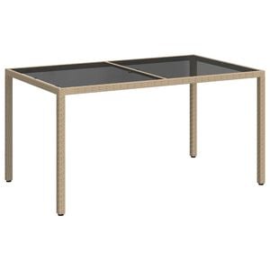 vidaXL Gartentisch 150x90x75 cm Geh&auml;rtetes Glas Poly Rattan Beige
