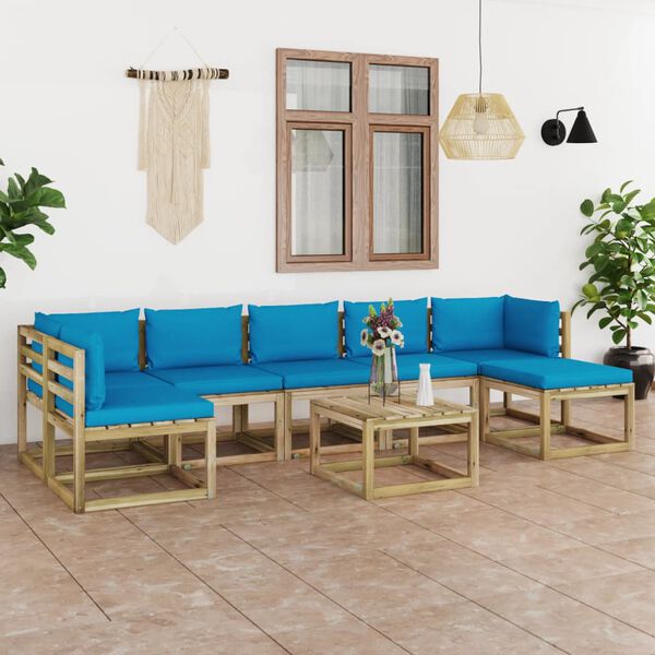 vidaXL 8-tlg. Garten-Lounge-Set mit Kissen Impr&auml;gniertes Kiefernholz