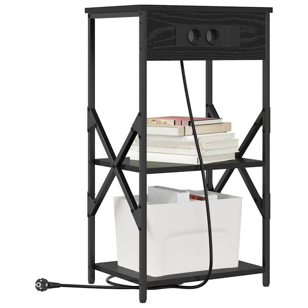 vidaXL Nachttisch mit Regal 2 pcs Schwarz Eichen-Optik 41 x 31 x 76 cm