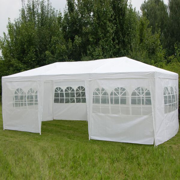 HI Pavillon mit Seitenwänden 3 x 6 m Weiß