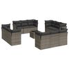 vidaXL 13-tlg. Garten-Sofagarnitur mit Kissen Grau Poly Rattan