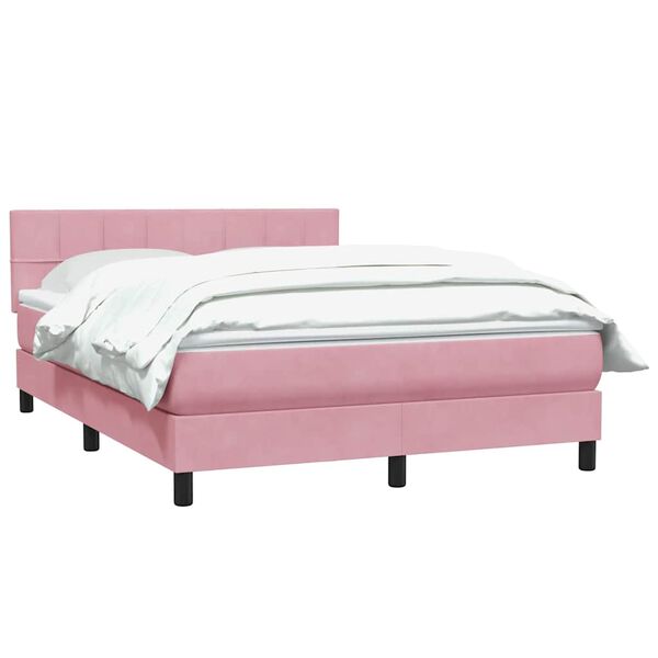vidaXL Boxspringbett mit Matratze Rosa 140x220 cm Samt