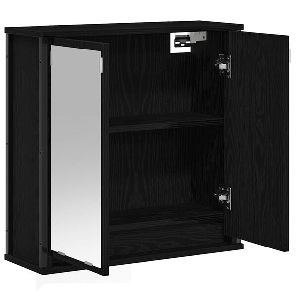 vidaXL Bad-Wandschrank mit Spiegel Schwarz Eichen-Optik 60x21x60 cm